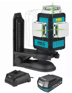 DEDRA Multilaser poziomica laserowa 3D SAS+ALL zielony laser ZESTAW 2AH