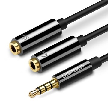 UGREEN KABEL PRZEWÓD ROZDZIELACZ AUDIO - 2x MINI JACK 3,5MM 20CM