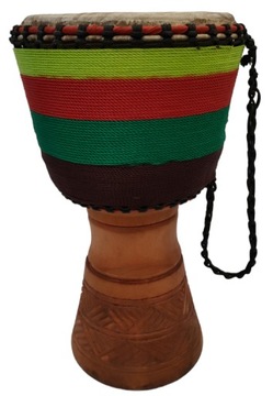 DJEMBE PL 13 GHANA BĘBEN AFRYKAŃSKI ETNICZNY DJEMBE KOLOROWY SZNUROWANY