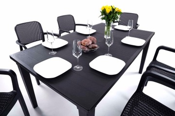 Комплект из стола ФУТУРА и стульев САМАННА на 6 человек. Штабелируемые стулья.