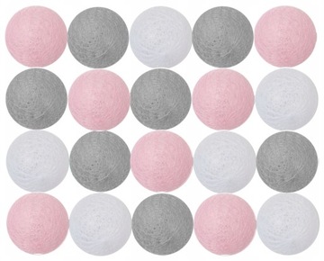 COTTON BALLS 20LED 6cm - GIRLANDA LAMPKI NA PRĄD