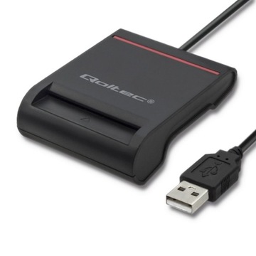 Интеллектуальное устройство считывания чип-карт Qoltec USB 2.0 + адаптер USB-C