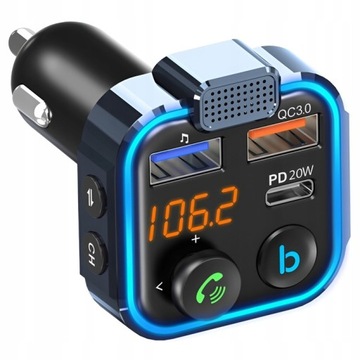 АУДИОПЕРЕДАЧА BLUETOOTH FM MP3 BT БЫСТРОЕ ЗАРЯДНОЕ УСТРОЙСТВО 3X USB QC 3.0 RGB