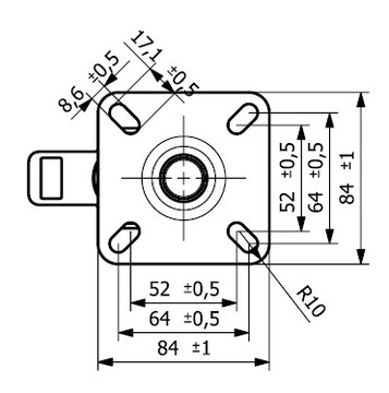 Koła fi 50 mm czarne 4 szt mocowanie na płytkę wytrzymałość zestawu 1200kg