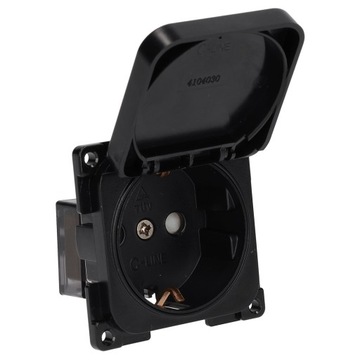 Gniazdo ścienne 230V C-Line z klapką czarne Haba NOWOŚĆ 2025