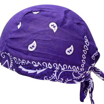 Czapka piracka do jazdy konnej Bandana, wygodna, lekka, fioletowa, kwiatowa