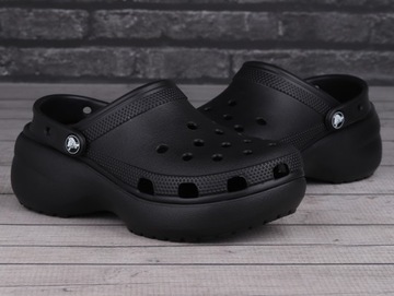 Klapki damskie, sportowe, chodaki Crocs CLASSIC PLATFORM CLOG BLACK