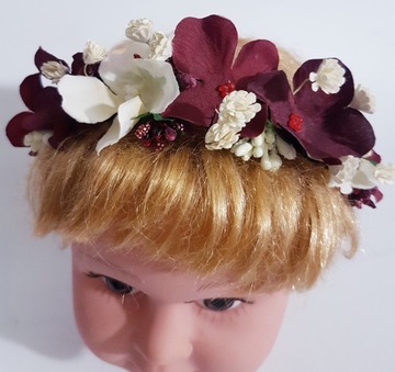 Ecru Flowers Band+Burgundy