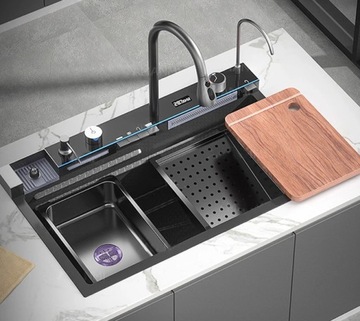 Кухонная мойка Мойка ДИСПЛЕЙ ТЕРМОСТАТ Сталь ЧЕРНЫЙ