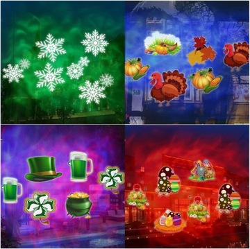 РОЖДЕСТВЕНСКИЙ ЛАЗЕРНЫЙ ПРОЕКТОР 7,2 Вт, 20 СЛАЙДОВЫХ МОТИВОВ, НАРУЖНЫЙ СНЕЖКА