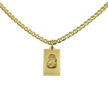Złoty Łańcuszek Męski Gucci Pełny Diamentowany z Medalikiem pr 585 Grawer