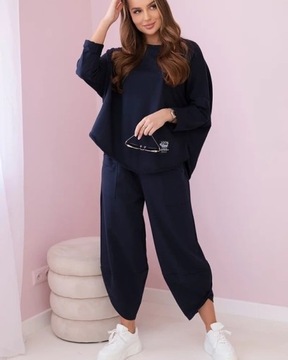 Хлопковый комплект, толстовка и брюки оверсайз, Italian Fashion