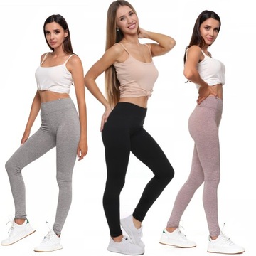 Legginsy Prążkowane Damskie z Wysokim Stanem Modne Fit Getry MORAJ S/M