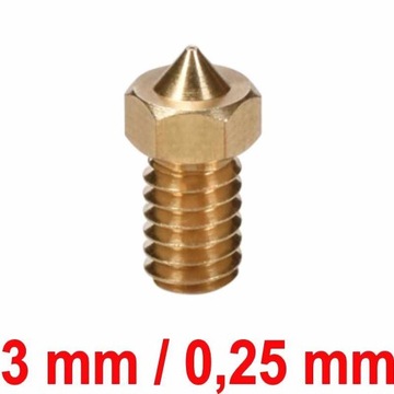 dysza drukarki 3D - 0,25mm/6mm, filament 3mm