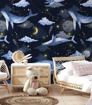 Tapeta WIELORYBY NIEBO CHMURY GWIAZDY fototapeta