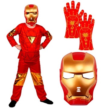 Strój Kostium Iron Man Przebranie na Bal Karnawałowy + Rękawiczki Maska L