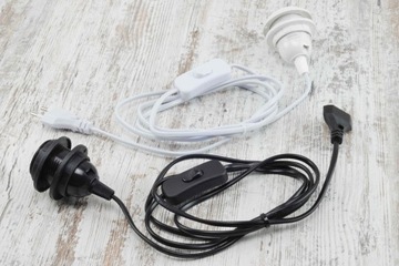 черное соединение, кабель 2 м с вилкой, выключатель, патрон лампы, кабель