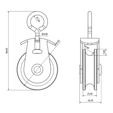 Нейлоновый веревочный шкив; диаметр диска: 45 мм
