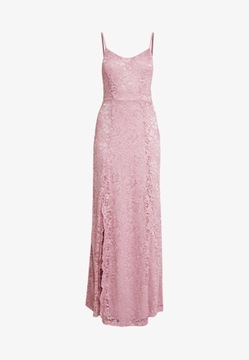 ANNA FIELD wieczorowa sukienka maxi na ramiączkach różowa koronka r. 36 S