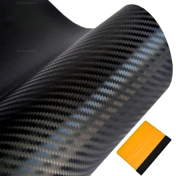 3D УГЛЕРОДНАЯ ФОЛЬГА Карбоновая облицовка кабины автомобиля 3м х 50см + РАКЛА