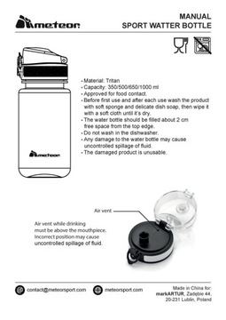 БУТЫЛКА ДЛЯ ТРЕНИРОВОК METEOR SPORTS, 1000 МЛ 74586