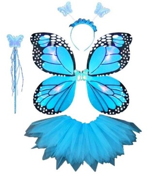 STRÓJ KOSTIUM MOTYL WRÓŻKA SKRZYDŁA TUTU LED 3-9L