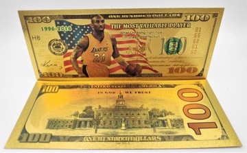 Красивая позолоченная банкнота номиналом 100 долларов Коби Брайант III