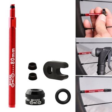 Вентиль для бескамерных шин, гайка штока алюминиевая, сердечник клапана 80 мм красный