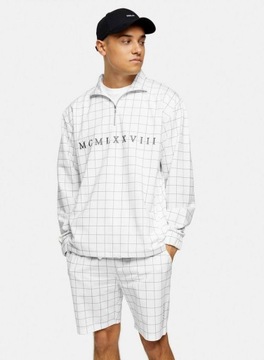 TOPMAN bluza biała w kratę bez kaptura z zamkiem r. S