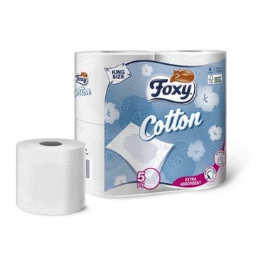 Туалетная бумага 5 СЛОЕВ FOXY COTTON 4 рулона по 7 шт.