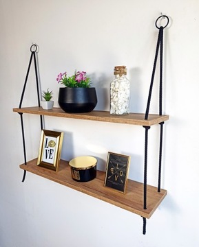 RUSTIC INDUSTRIAL полка подвесная на веревке, 80 см