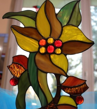 Желтый витраж Тиффани «Райский цветок»