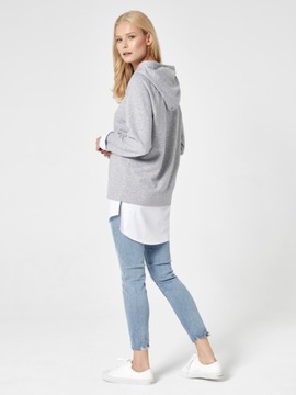 Bluza z koszulowym dodatkiem Szara L LU479