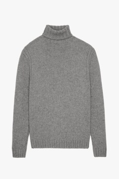 ZARA MAN GRUBY SWETER GOLF WEŁNA + KASZMIR LUX SZARY M