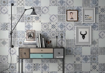 МАРОККАНСКАЯ ПЛЕЧКА НАПОЛЬНАЯ ПЛИТКА 20X20 МАТОВО-СИНЯЯ ДЕКОР