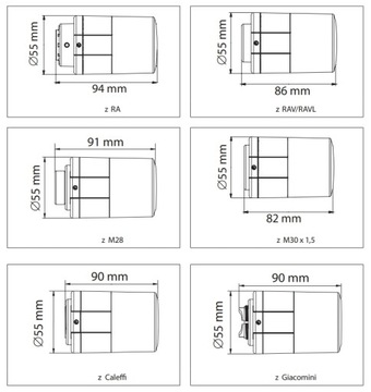 Głowica termostatyczna RA click Danfoss ALLY radio Zigbee; 4 adaptery