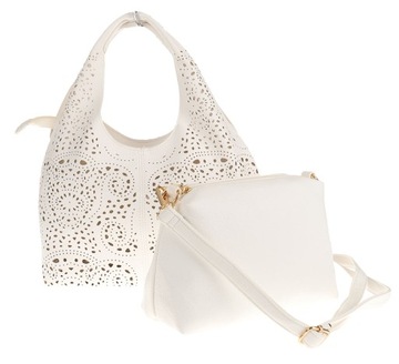 HAOERXI COLLECTION Torebka Damska Biała ażurowa worek 23050 White