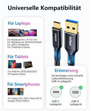 Кабель Cavo USB C 3.1A, 1 м, 10 Гбит/с, поколение 2, iPhone Samsung Android Xiaomi