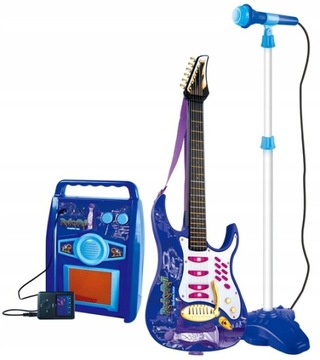 Большая электрогитара для детей, микрофонная подставка, усилитель, инструмент