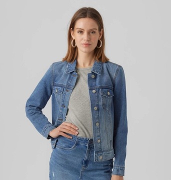 Vero Moda kurtka niebieska damska jeansowa bez kaptura noos, r. XL