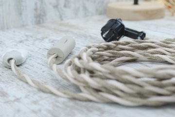 kabel len bawełna skręcany przewód w oplocie naturalnym lampa pająk 2x075