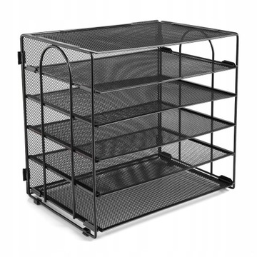 Metalowy organizer na biurko, 5 przegródek na dokumenty formatu A4