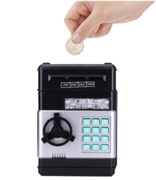 КОПИЛКА ДЛЯ МОНЕТ БАНКНОТ СЕЙФ КОПИЛКА ПОДАРОК АТМ БУЛАВКА ДЕНЬГИ