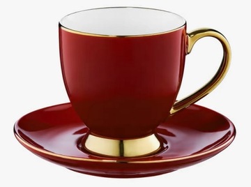 FILIŻANKA + spodek 220ml czerwono-złota AMBITION