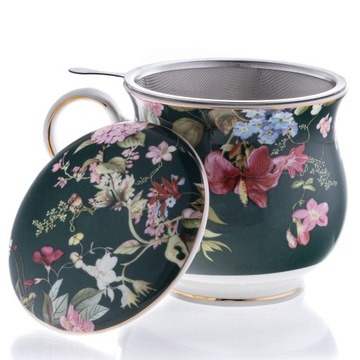 Kubek z zaparzaczem Kwiaty Retro ceramika porcelana zaparzacz 480ml