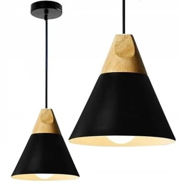 LAMPA WISZĄCA METAL DREWNO LOFT SCANDI A BLACK