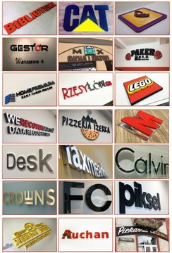 Litery przestrzenne 3D na ścianę do biura firmy, logo reklama pleksa plexi