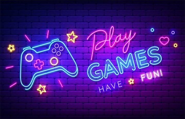 TAPETA na ścianę FOTOTAPETA dla Gracza Młodzieżowa GAME PS PLAY NEON NAPIS