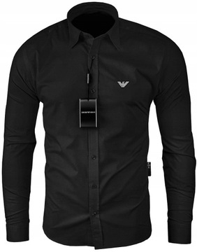 KOSZULA EMPORIO ARMANI CZARNA MĘSKA SLIM FIT NA PREZENT / S