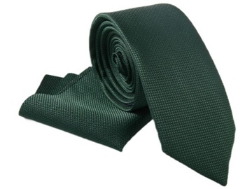 Zestaw WĄSKI KRAWAT ZIELONY + POSZETKA ZIELONA